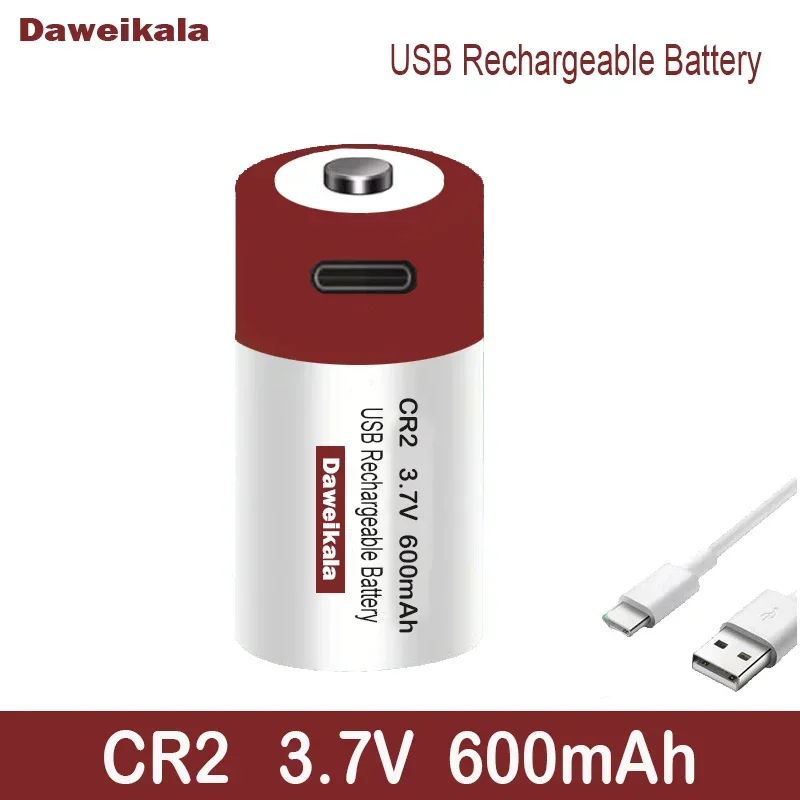 NEW 3.7V CR2 600mah Rechargeable Li-Ion Battery,Digital Camera,GPS Security , Medical Equipment Made A Special Battery +Cable