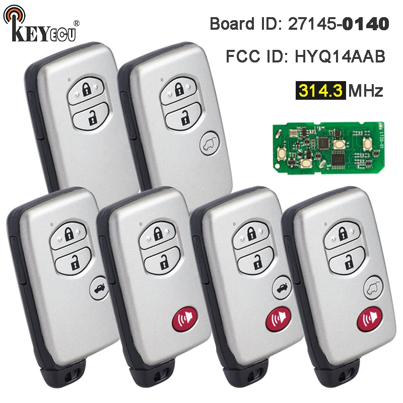 KEYECU 314.3MHz HYQ14AAB Board: 271451-0140 Smart Card Remote Key Fob for Toyota Venza Prius C Prius V 4Runner 4Runner 2007-2016