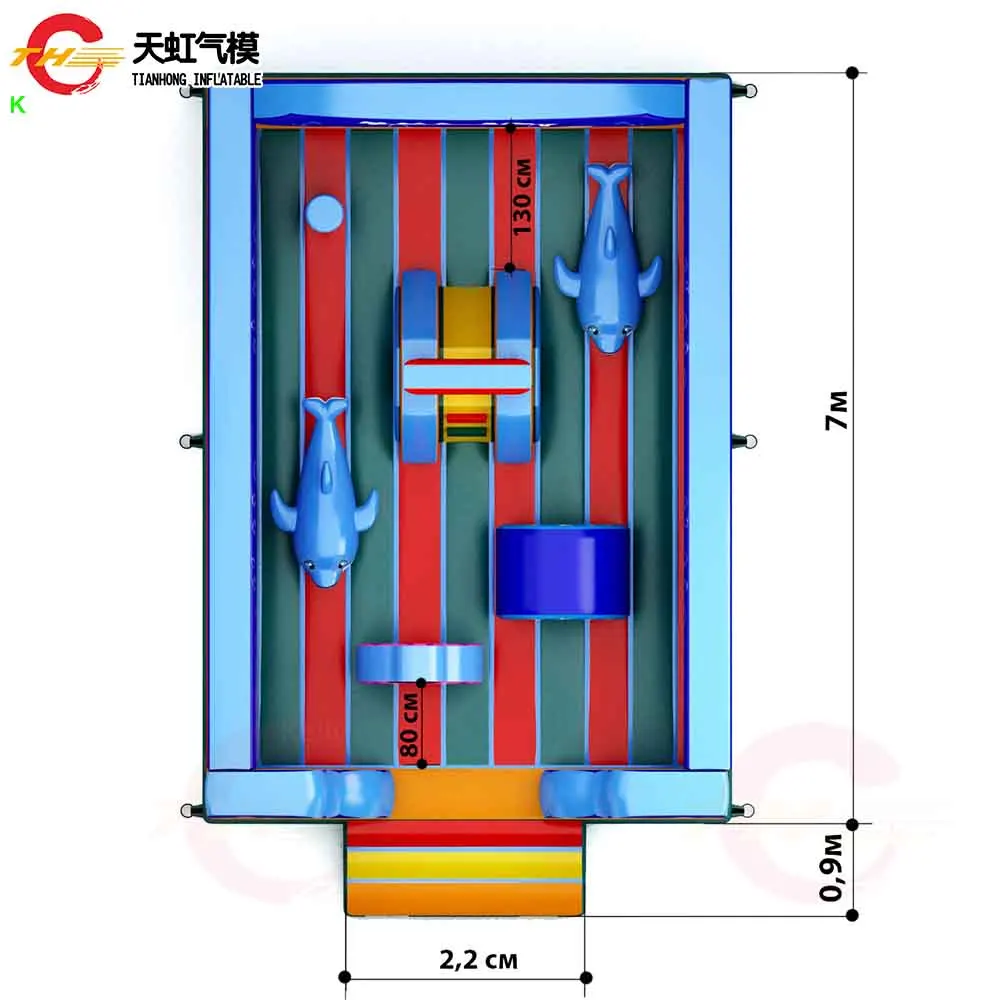 7x5m Sea World Theme Commercial Inflatable Bouncer Obstacle for Children Indoor Inflatable Bounce Castle Playground with Blower