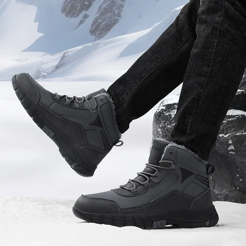 Winter Men Cotton Shoes Thick Sole Fashion Motorcycle Boots Warm Climbing Casual Sneaker Ankle Boots Botas Cuturno Masculinas