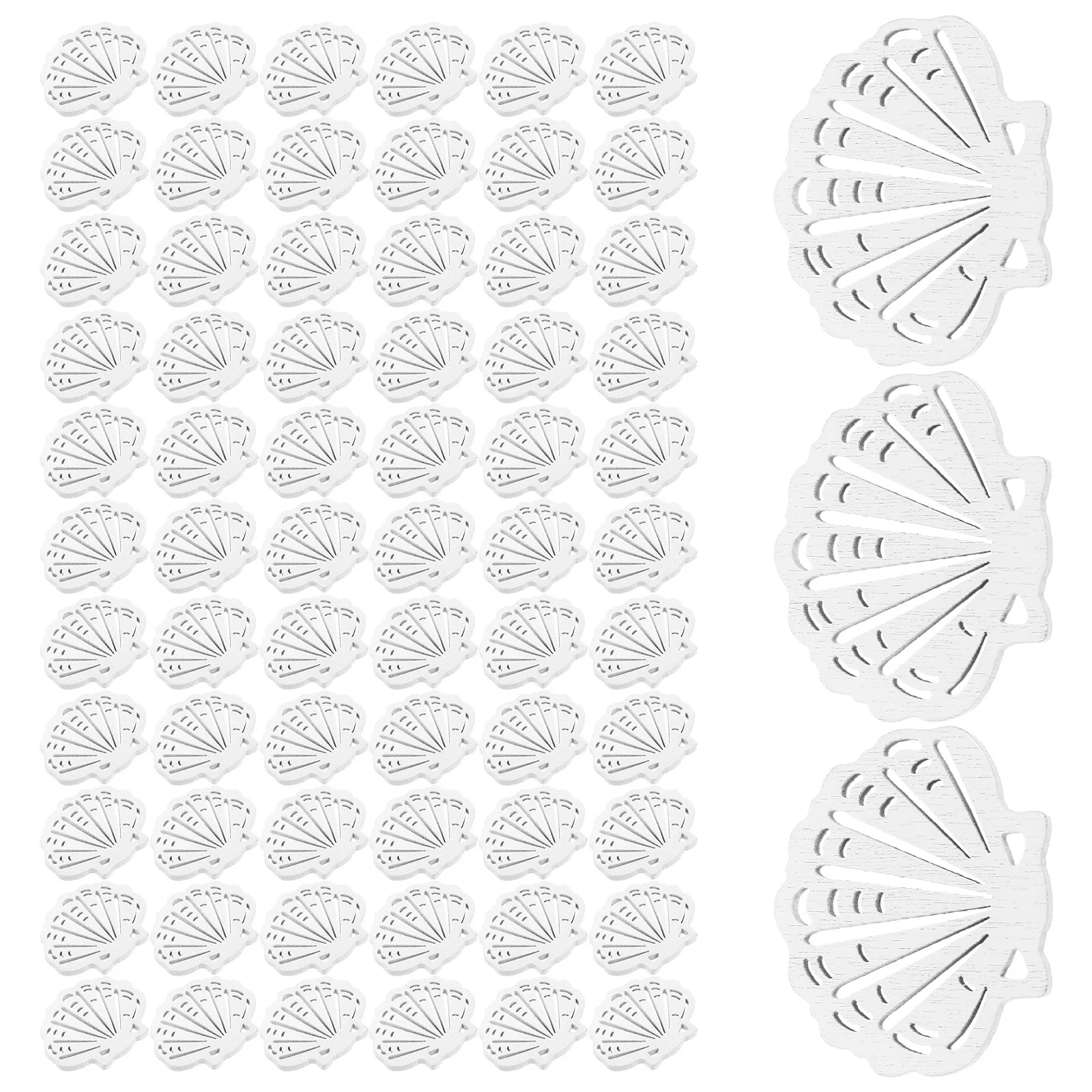 

100pcs Wooden Conch Shell Slices Ocean Theme Hanging Decor For Home Wall Desktop Mediterranean Crafts Wood Cutouts