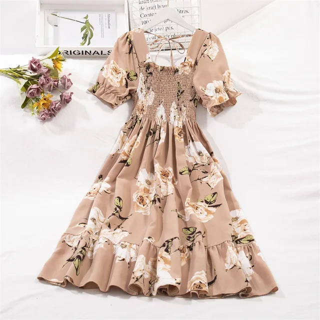 Wiosenne letnie sukienki szyfonowe moda damska w pasie z krótkim rękawem plisowana sukienka na co dzień damskie sukienki trapezowe Vestidos
