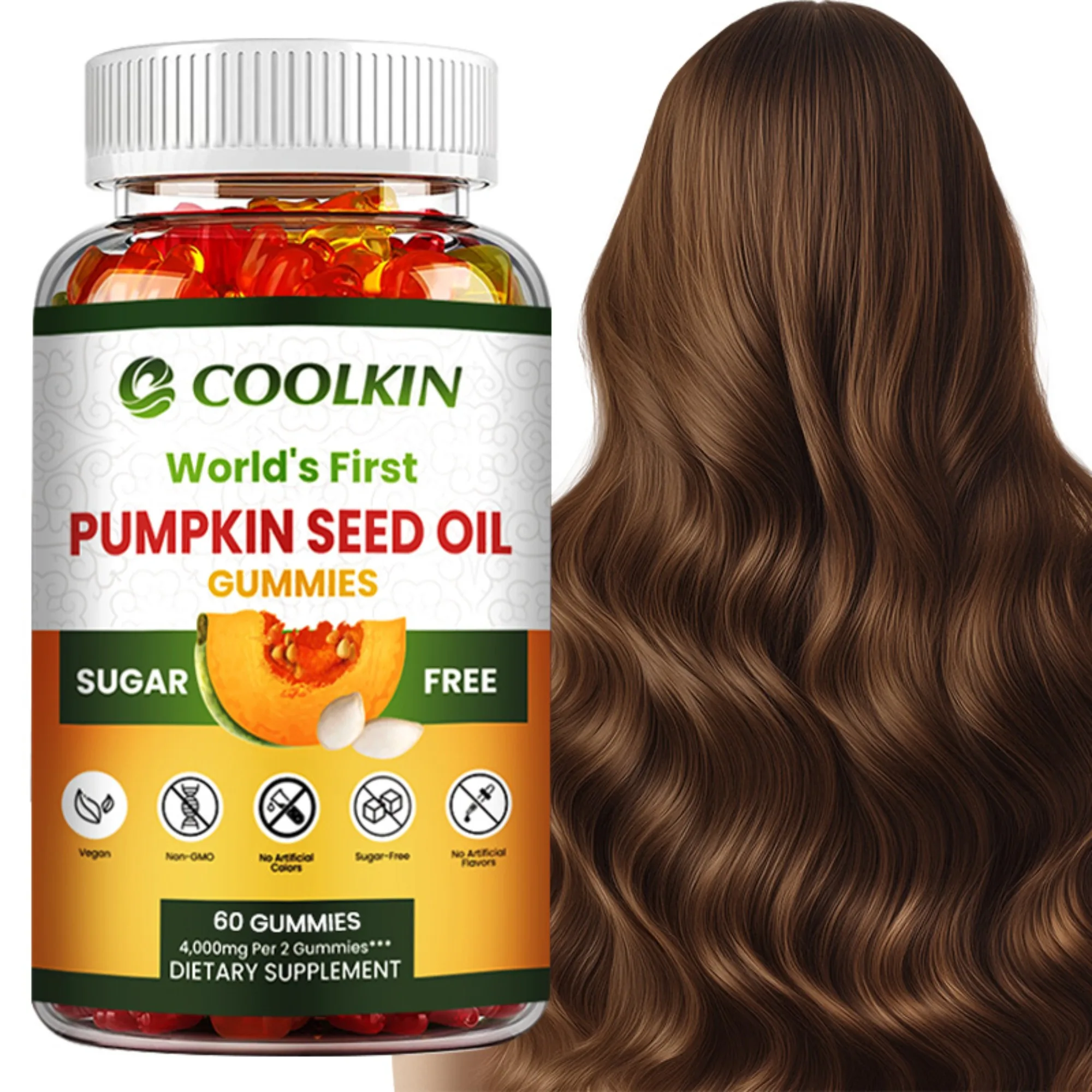 

Pumpkin Seed Oil Gummies - Supports Prostate Health, Promote Hair Growth, Urinary Tract Support, Bladder Control - 60 Gummies