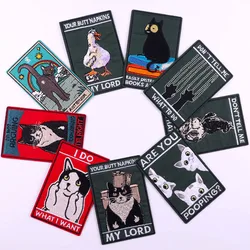 Animal Tarot Embroidery Patch Iron On Patches For Clothing Jacket Badges Hippie Cat Patches On Clothes Tarot Cards Fusible Patch