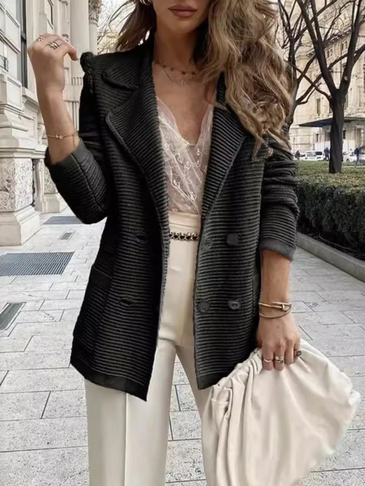 Chic Texture Lungo Sve ort Jaet Capispalla casual da donna Autunno Inverno Nuovo arrivo Tagkita Marca Pendolarismo Vento