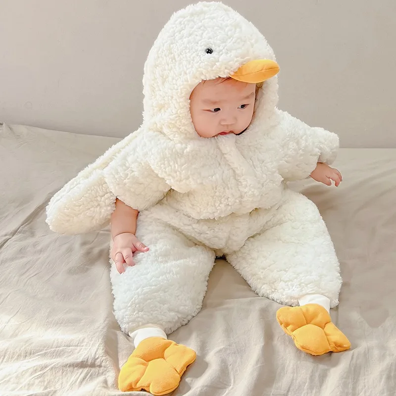 

Cute Boy Girl White Goose Cosplay Costume Starfish Hooded Romper Jumpsuit Bodysuit Clothes Long Sleeve Autumn Winter Outfit