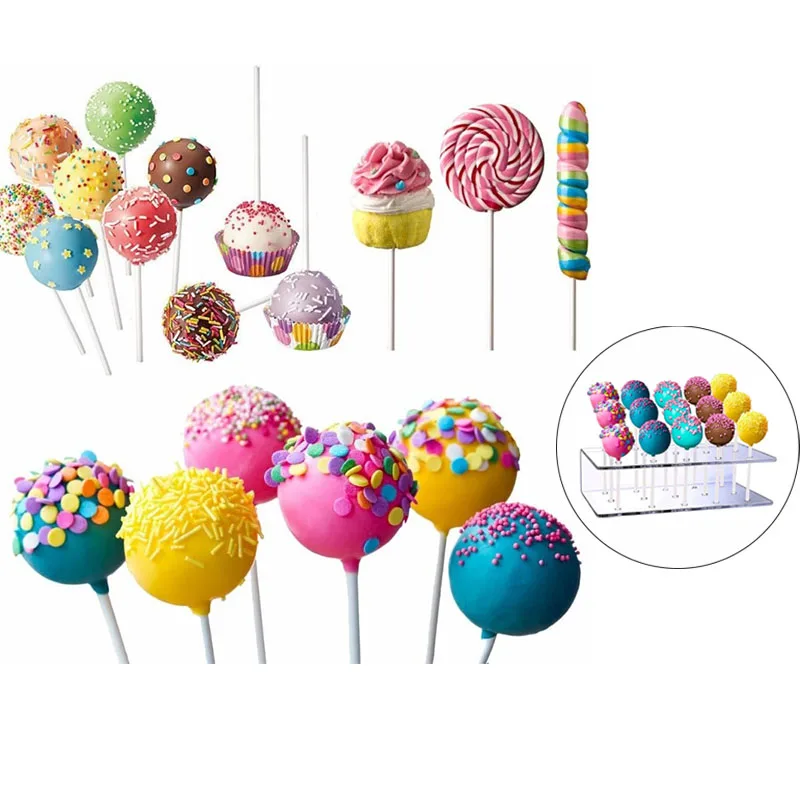 Lollipop Stick Cake Pop Snack Bag Wrap Snack Bars Golden Kinks 15 Hole Transparent Candy Rack for Making Candies Chocolates