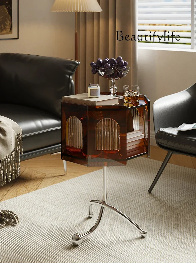 

American high-end acrylic corner table French medieval small coffee table