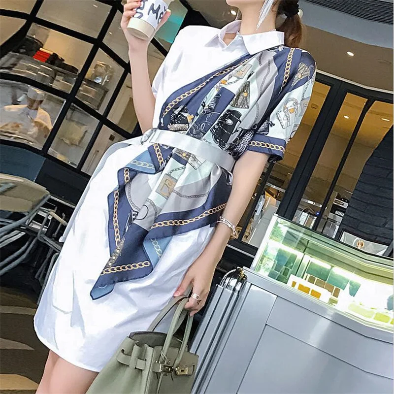 

2022 Summer Fashion Dress for Women Shirtdress Irregular Half Sleeve Belt Dress Female Dress Popular Dresses Ladies Streetwear