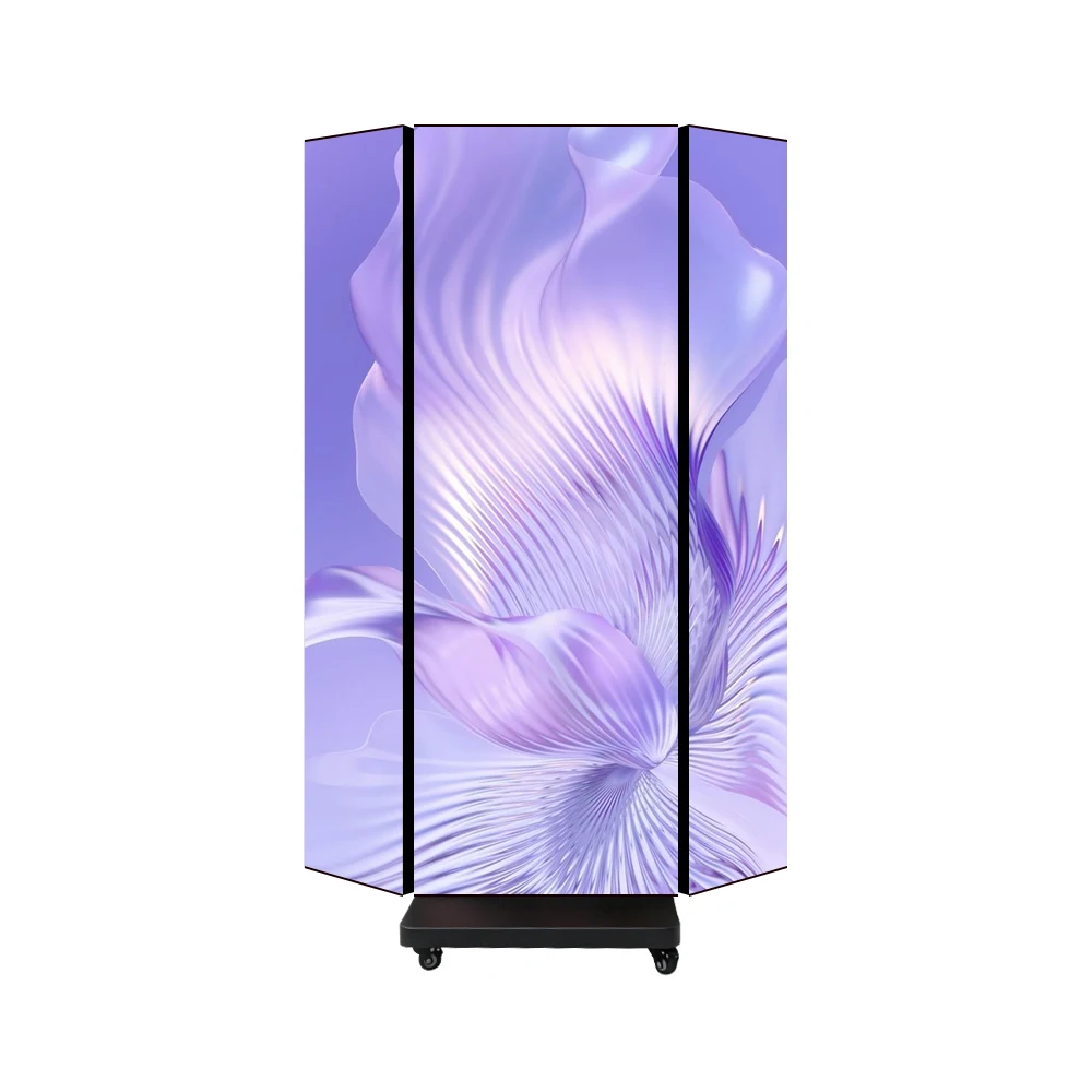 Triple-fold LED Poster Display Screen with WiFi Control Foldable LED Video Wall Advertising Panel P1.86 P2