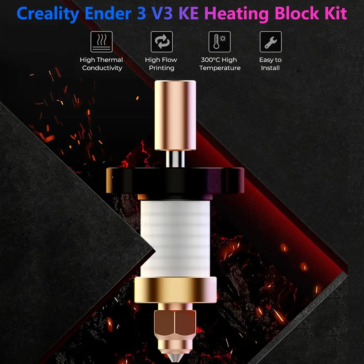 Creality Official Ender 3 V3 KE Ceramic Hotend Kit, Ender 3 V3 KE Ceramic Heating Block Kit, 300°C Extruder Hot End 3d printer