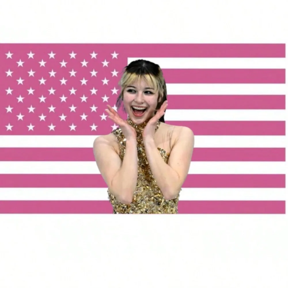Rosa amerikanische Flagge Alysa Liu Eiskunstlauf-Idol, Eiskunstlauf-Liebhaber-Flaggen-Wandteppich, Alysa Liu Fan, Sport-Flaggen-Wandteppich