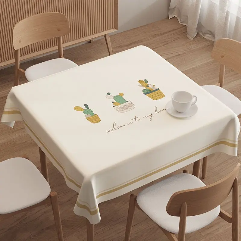 Square Cartoon Tablecloth Modern Waterproof Oil-proof PVC Coffee Table Covers Anti-scald Anti-dirty Dust-proof Mantel De Mesa