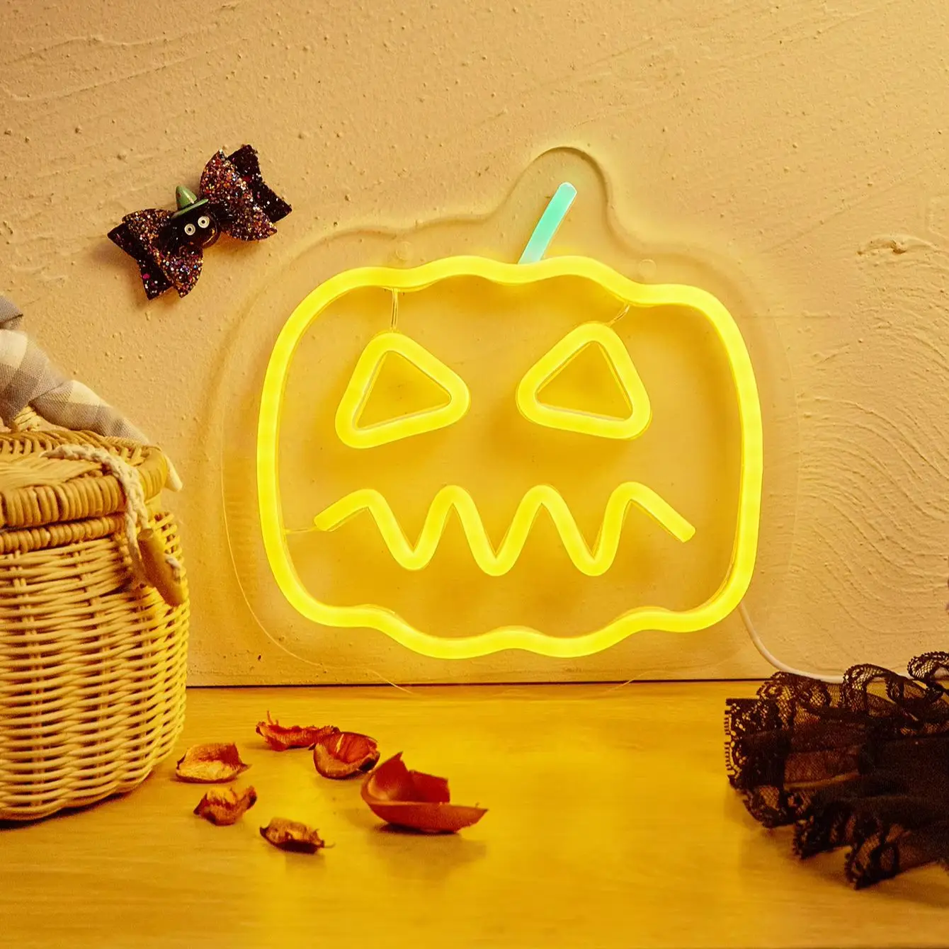 Chi-buy LED Neon Square pumpkin USB Powered Neon Signs Night Light 3D Wall Art Bedroom Living Room Decor Lamp Signs