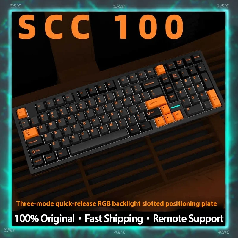 SCC100 Mechanical Keyboard Barebone Kit CNC Aluminum Body Customized Switch Hot Swappable Dynamic RGB 2.4G BT Wireless Keyboard