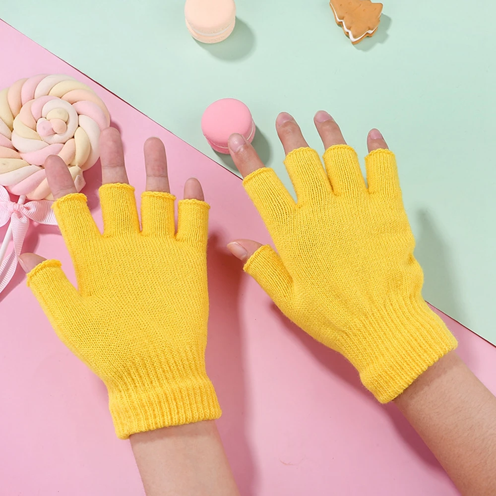 1pair Cycling accessories Men/Women Novelty Black handwear Half Finger Warm Fingerless Gloves Knitted glove