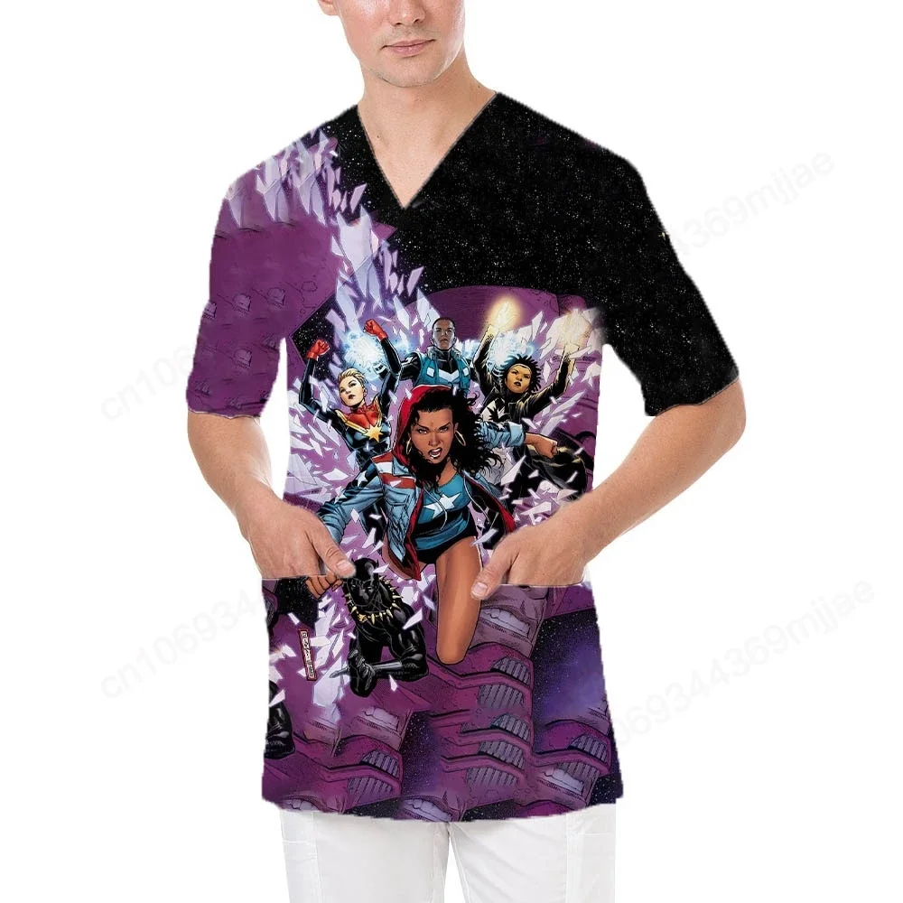 زي ممرضة نسائي برقبة V ، تيشيرت نسائي فاخر ، توب وبلوزات أنيمي ، موضة Y2K ، ملابس شبابية ، Yk2