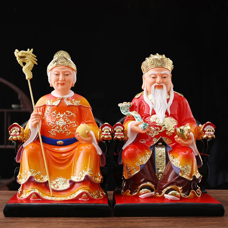 GOOD 2PCS Asia HOME SHOP Patron saint TU DI GONG TUDI PO COLOR God buddha efficacious bless safety luck statue large