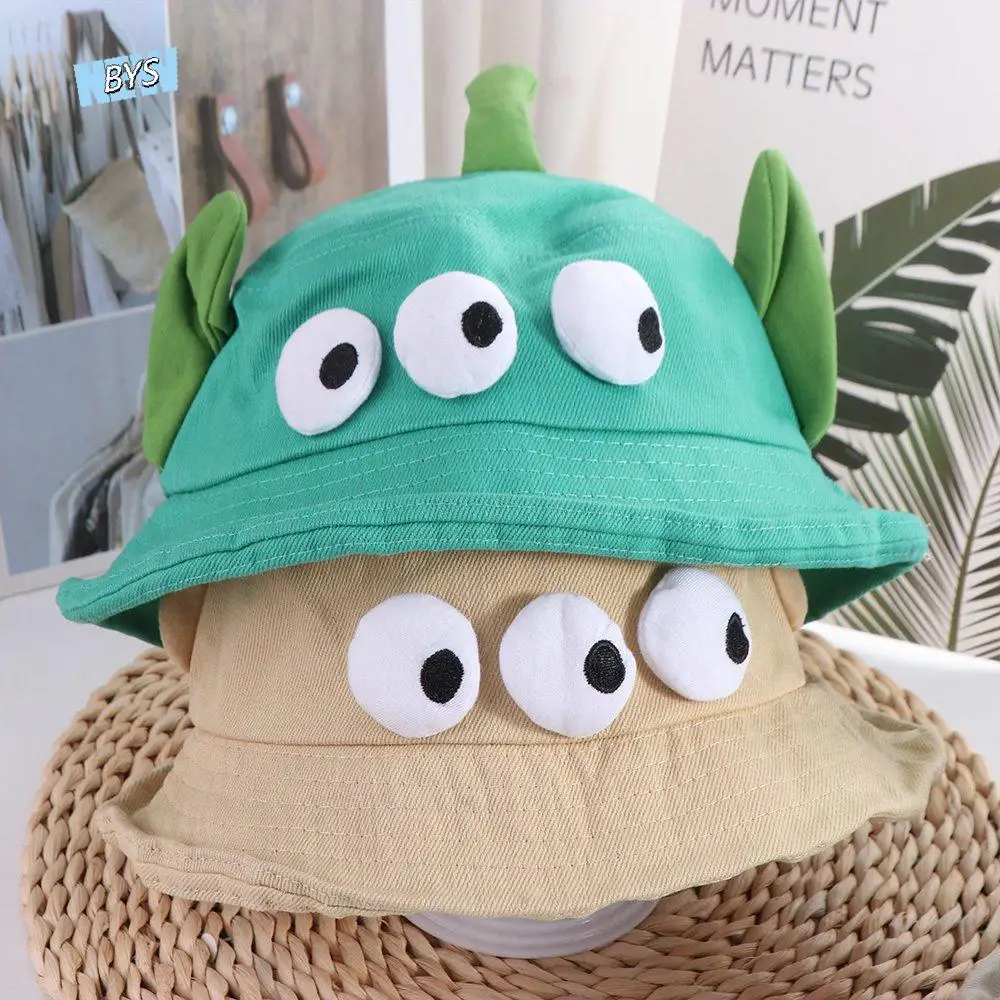 

Foldable Three Eyes Bucket Hats Lightweight Sunscreen Big Ear Fisherman Hat Breathable Large Brim Cartoon Sun Hat Fishing Caps