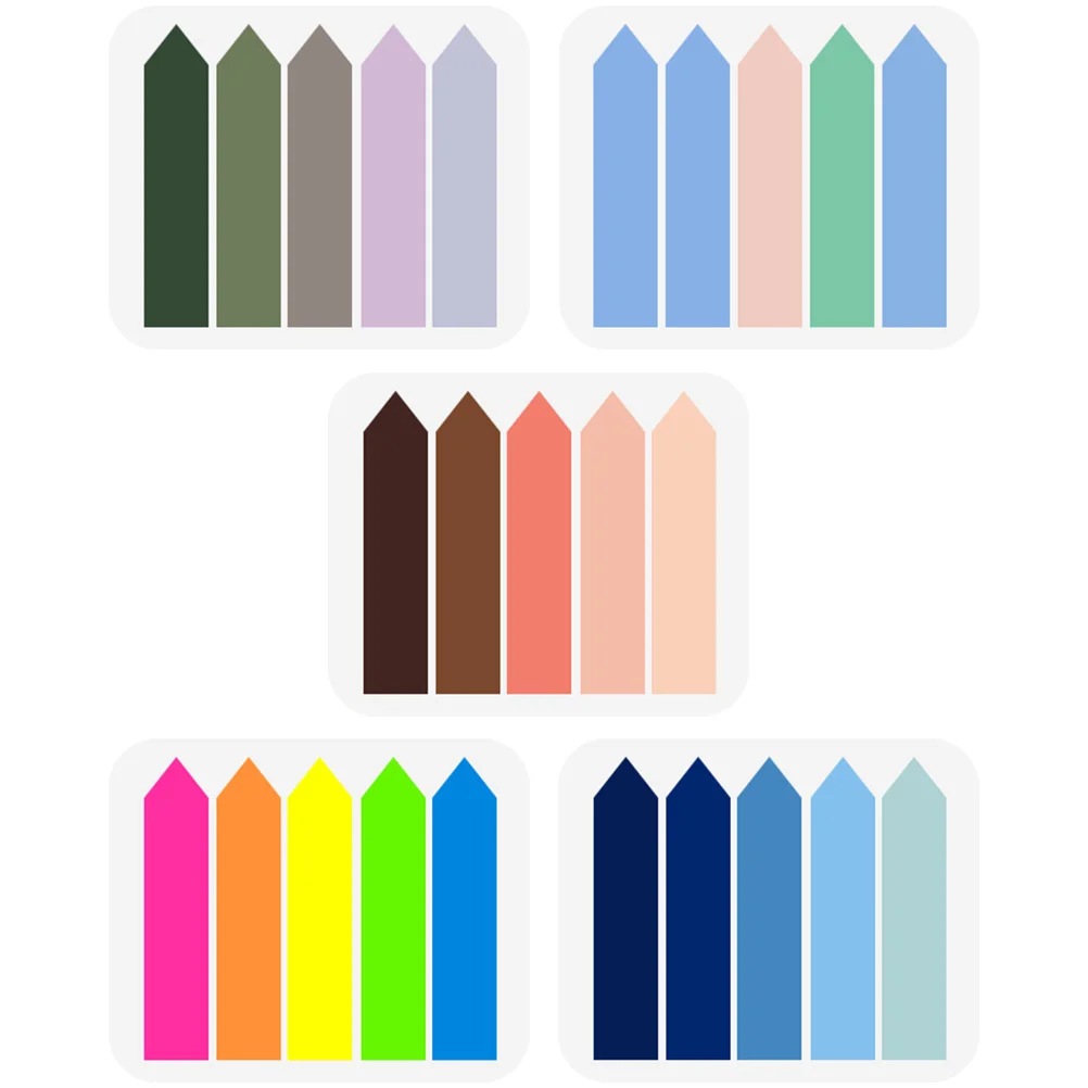 5 Packs Colorful Fluorescent Index Tabs Pet Page Markers For Books Notebooks Offices Schools Sticky Memo Pad Self-Adhesive Paper