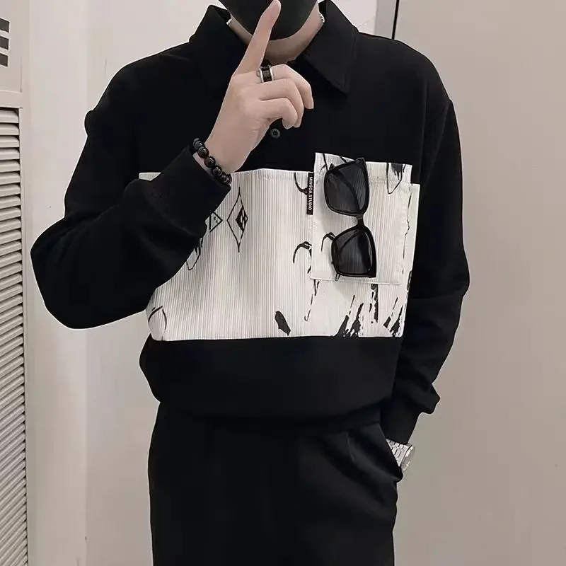 High Quality Pullover Long Sleeve Mens Polo Shirts Korean Autumn Male Sweatshirts Polyester Clothing Deals Y2k One Piece Social