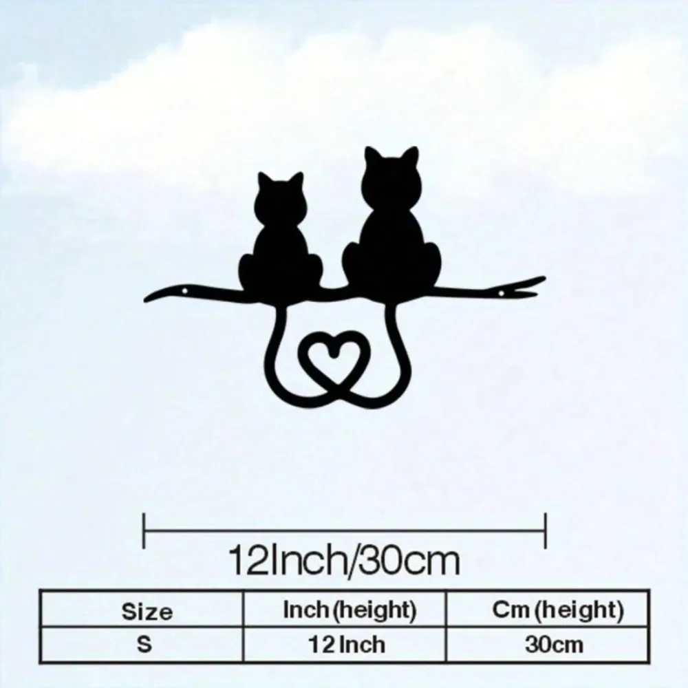Vintage Cat Metal Wall Art, Rust-Resistant Heart Shaped Iron Decor for Home & Garden