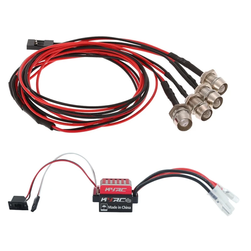 

L81A 2025-4 LED Lights Kit With 1060 60A Brushed ESC Speed Controller Forward Brake And Reverse Brake,For 1/10 1/8 Traxxas RC Ca