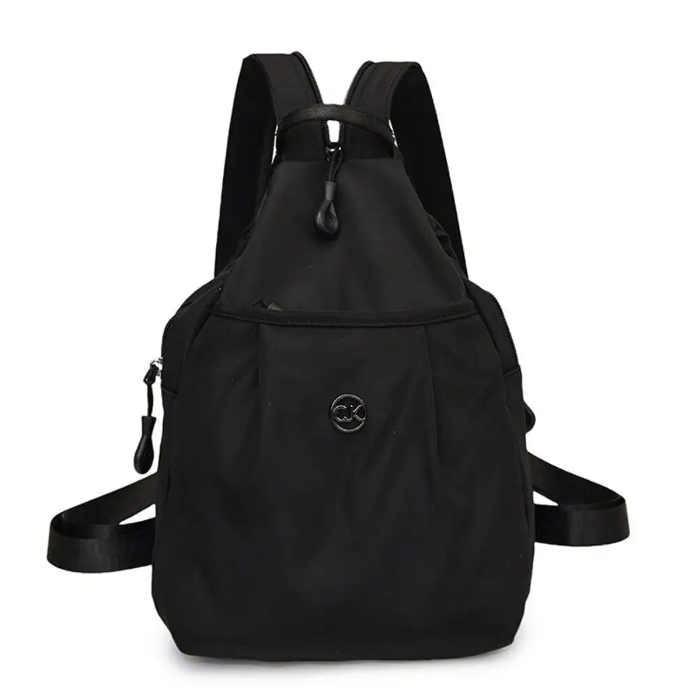 Solid Color Oxford Fabric Backpack Light Weight Nylon Casual Crossbody Bag Adjustable Strap Large Capacity