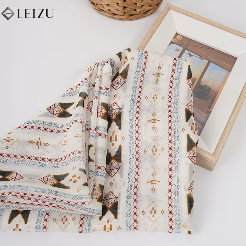 0,5M/2M/1M/0,5M Vintage chiffon print stof vakantie stijl voor doe-het-zelf jurken, shirts, pyjama\'s, hemdje rokken, strandrokken