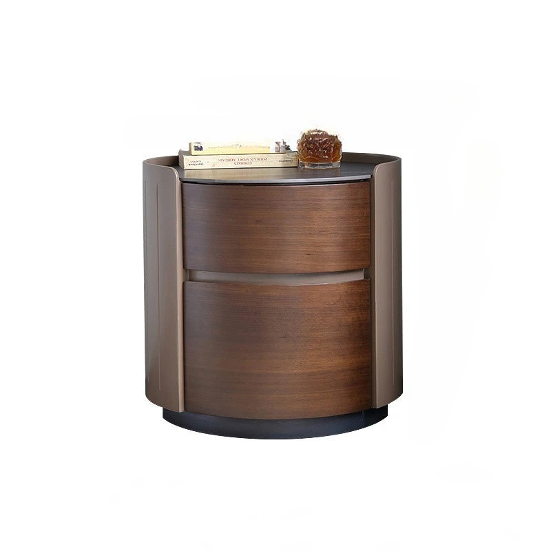 

Italian minimalist, simple round paint, bedside table walnut minimalist