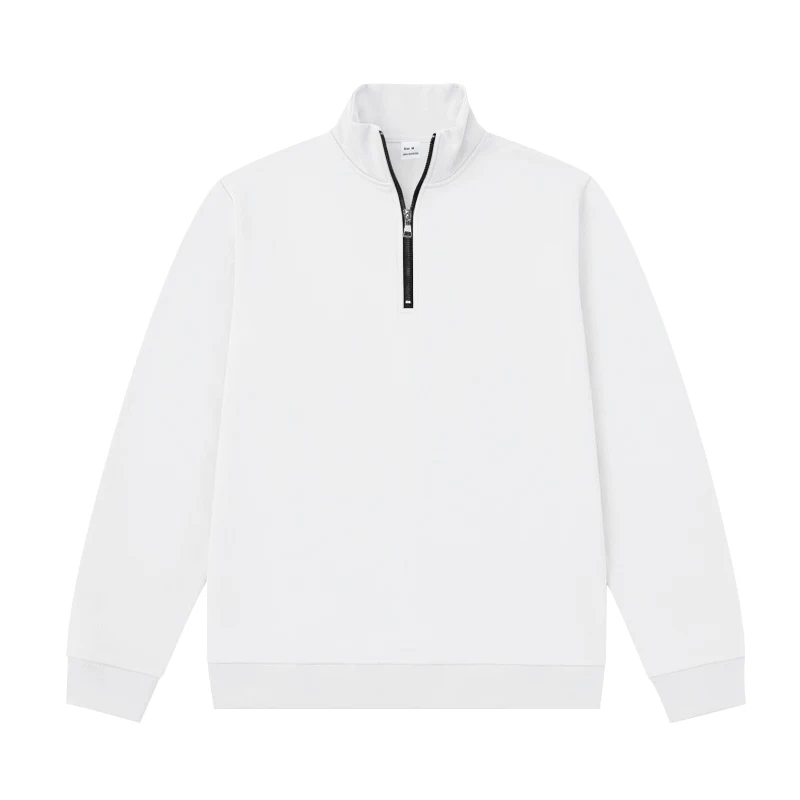 Herren-Sweatshirt mit Fleecefutter für Herbst und Winter, Stehkragen, halber Reißverschluss, langärmelig, einfarbig, warme Freizeitjacke – Detail 3