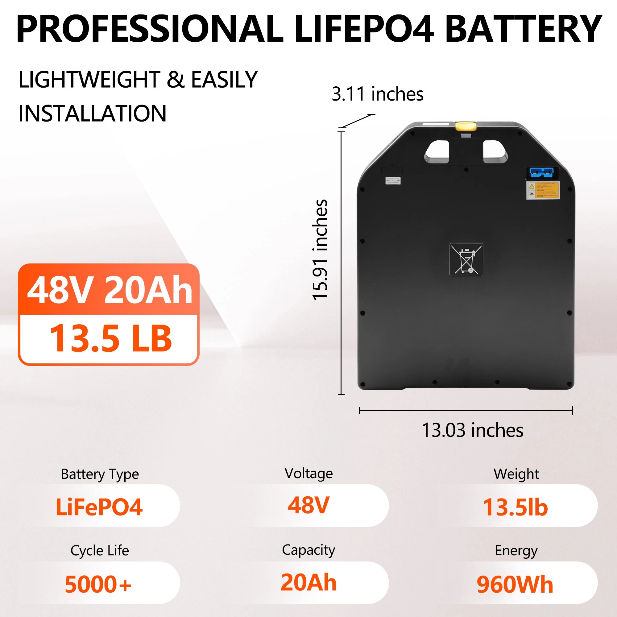 48V 20Ah LiFePO4 Lithium Battery For NOBLELIFT PTE20Q Lithium Battery