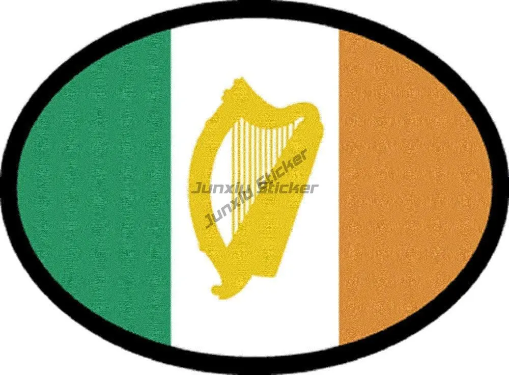 Ireland Flag Luck Clover Harp Badge PVC Sticker for Decorate Motorcycle Car Window Glass Truck Table Bicycle Decal Customizable