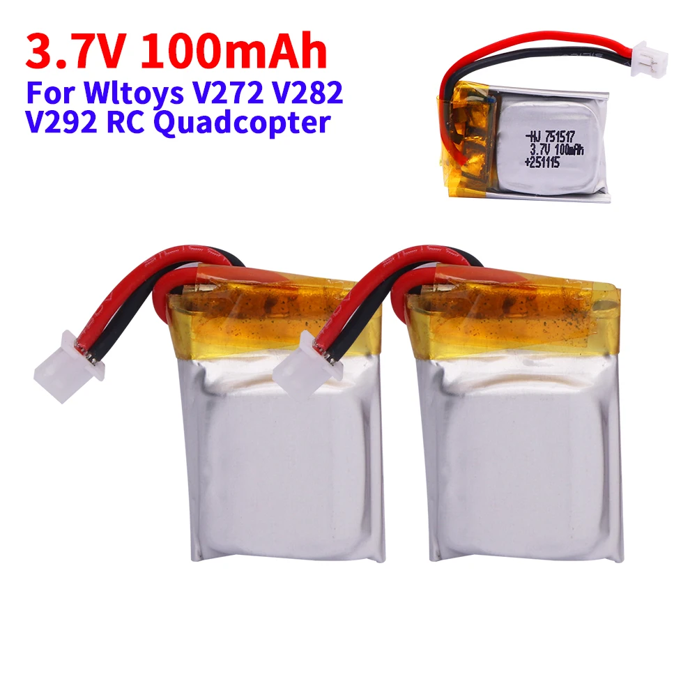 3.7V 100 มิลลิแอมป์แบตเตอรี่ลิโป้ FQ777-124 สำหรับฮับซาน Q4 H111 สำหรับ Wltoys V272 V282 V292 Rc โดรนแบตเตอรี่อะไหล่ 1-10PCS