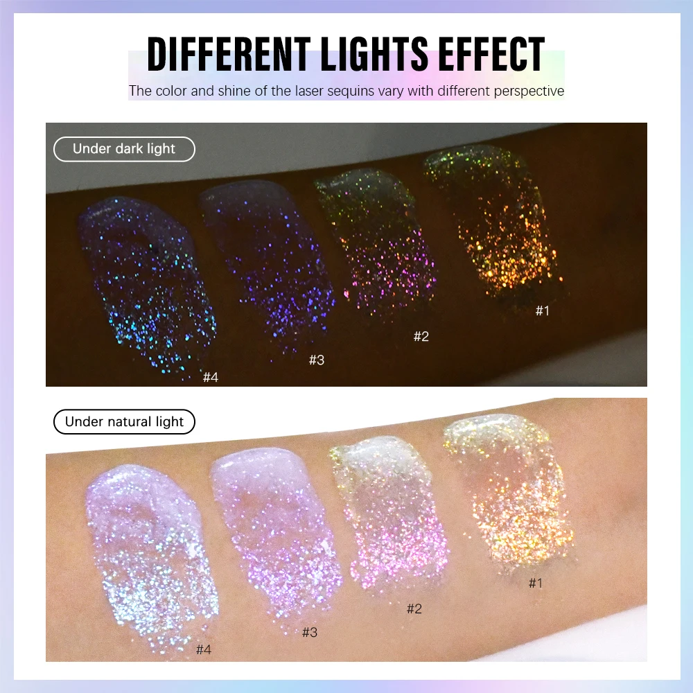 30ml 반짝이 젤 아이 섀도우 리퀴드 페이스 바디 대형 스팽글 젤 다기능 다채로운 루스 스팽글 크림 파티 장식