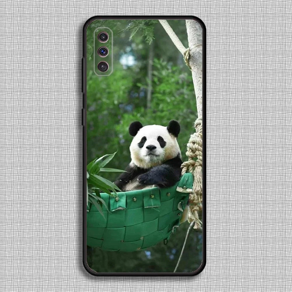 Cute Fubao panda Phone Case For Samsung S23,23,22,30,21,10,9,Note20 Ultra,Lite,Ultra,5G,Plus,FE,Black Soft Case