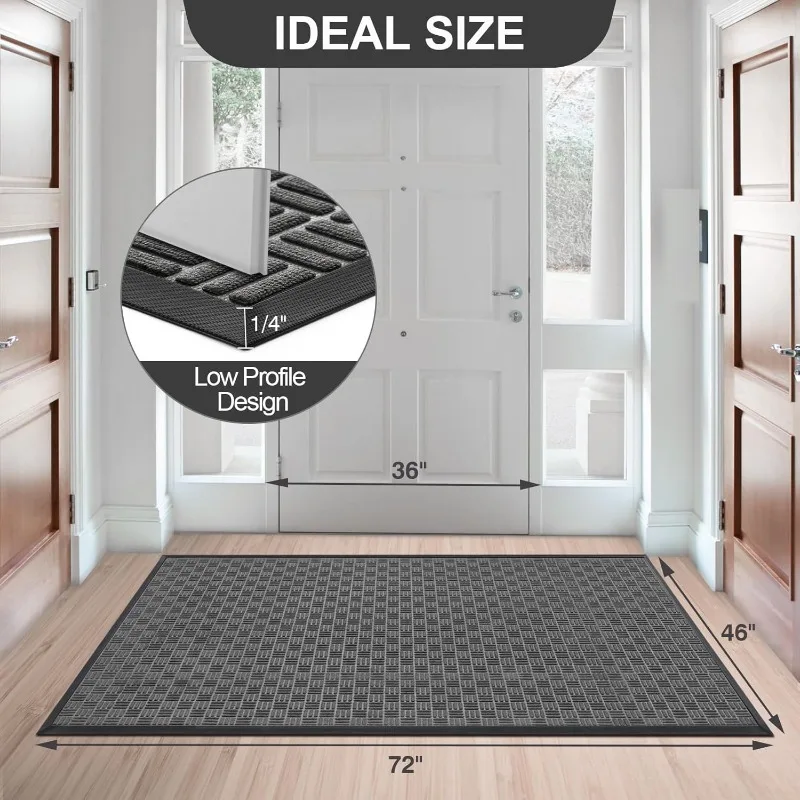 Front Door Mat Dirt Trapper Waterproof Super Absorbent Door Mat for Entryway Outside Patio Porch, 73