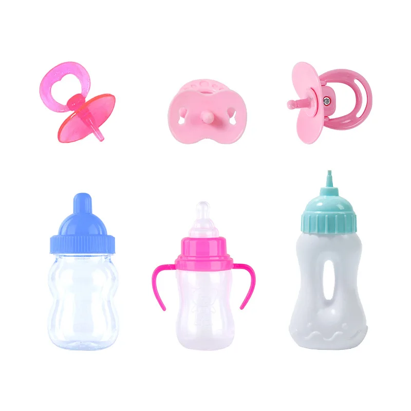 Juguetes para jugar a las casitas para niños, botella de simulación/pañal/sucette, babero, Mini suministros diarios para bebés, accesorios para casa de muñecas