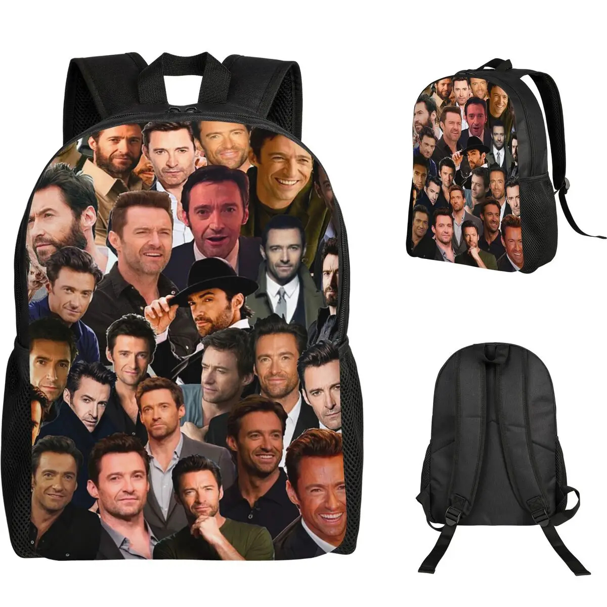 Hugh Jackman Photo Collage Backpack Student Boys Girls BookBag School Bag Computer Shoulder Bags