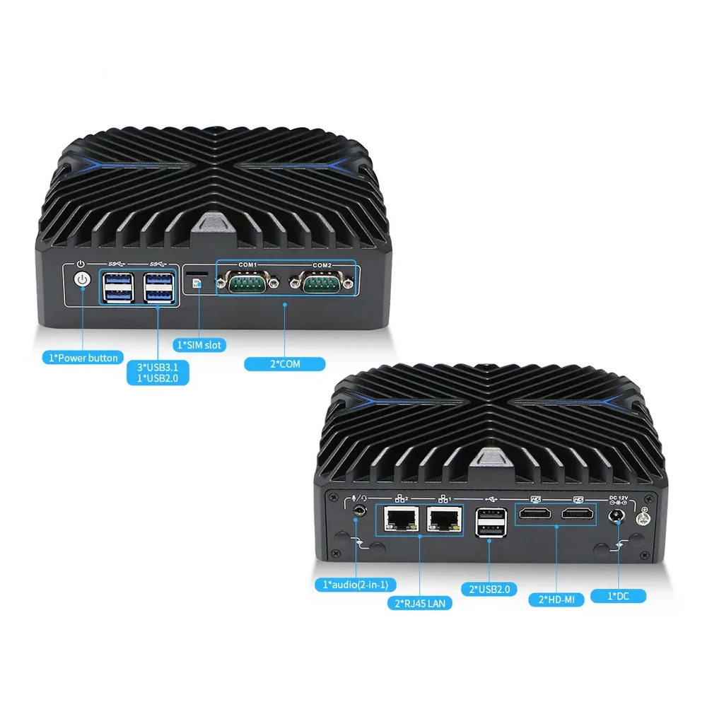 Partaker Intel 12th Core i7 1255U i5 1235U Fanless Mini PC Dual Lan Dual HD 4K Display 2 x RS232 DDR4 WIFI 4G/5G Mini Computer