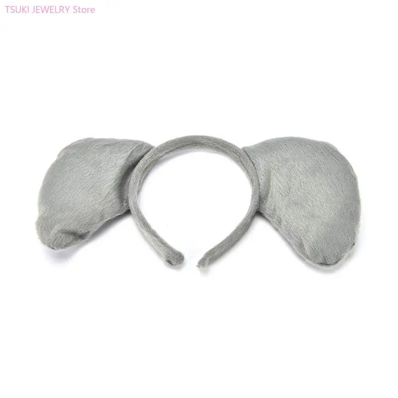 

62KE аксессуар для костюма животного, повязки на голову с большими слоновьими ушками, головной убор, галстук-бабочка, длинный