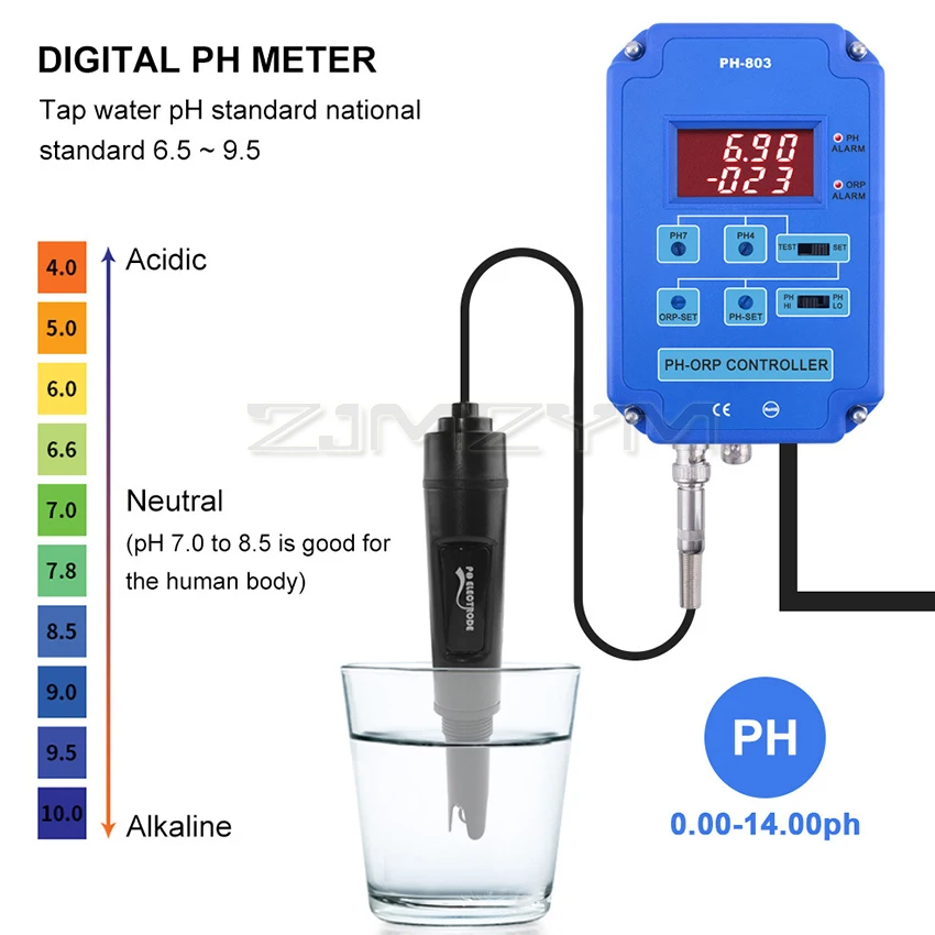 Digital 2-In-1 PH/ORP Meter Redox PH-ORP Controller w/ Output Power Relay for Aquarium Hydroponics Plant Pool Spa Water Tester