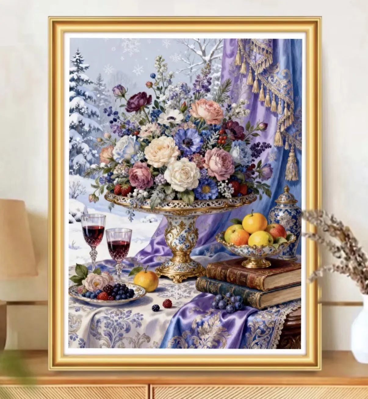 

9ct 60x80cm Flowers Vase Embroidery DIY Chinese Style Printed Kits Cross Stitch Needlework Set Home Decor Crafts
