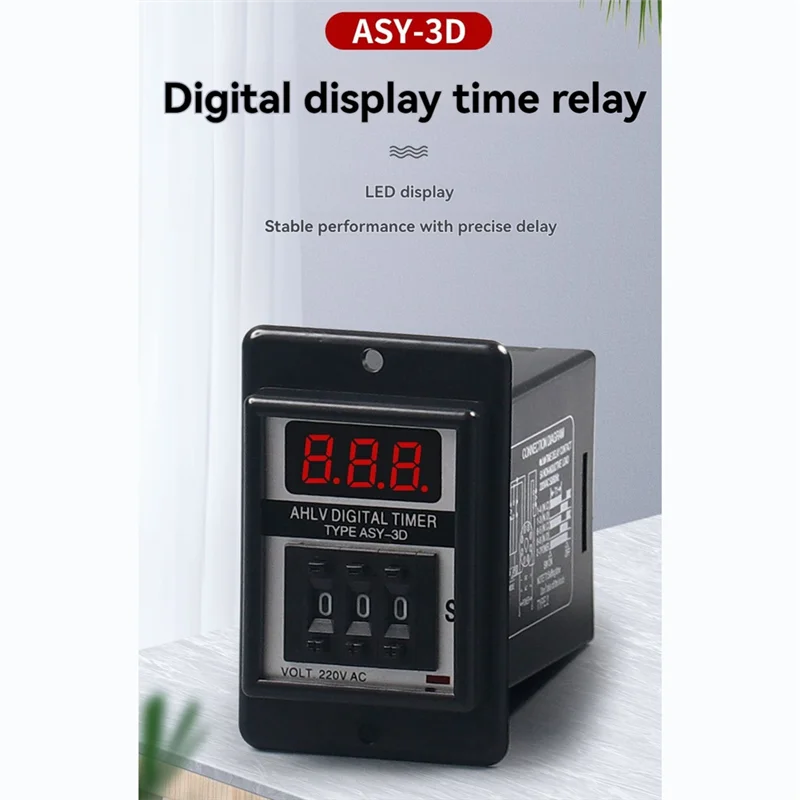 CJSD-قابل للبرمجة AC220V 8PIN ASY-3D تأخير الموقت الوقت التتابع أرقام عرض 999S تأخير الموقت الموقت