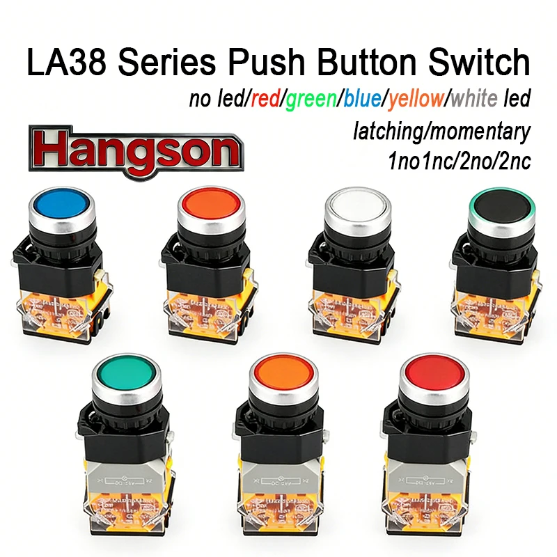 Кнопка-переключатель-la38-11ds-22-мм-мгновенного-действия-1НО-1НЗ-красная-желтая-зеленая-dpst-фиксирующая-22-мм-пластиковая-промышленная-la38-11bnryg