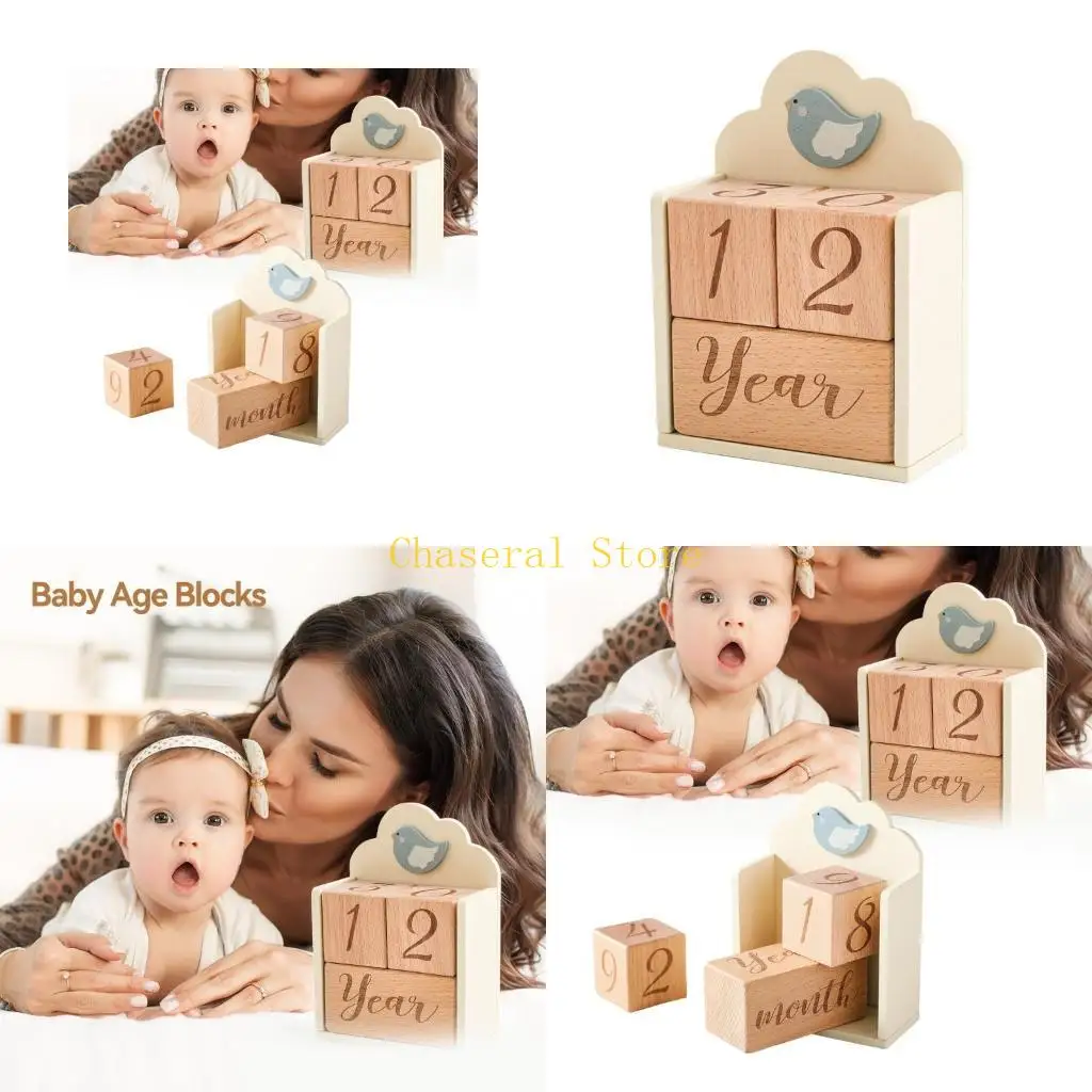 

E7CE 4 шт./компл. деревянные детские блоки с героями мультфильмов, набор для фотографии новорожденных с указанием года, месяца,