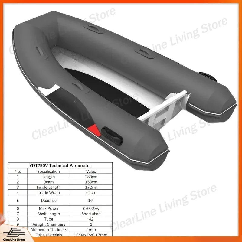 2.8m Inflatable Kayak Lightweight Multi Function Fishing Boat Small Luxury Yacht SPIRIT 1.0 Motorized Dinghy for