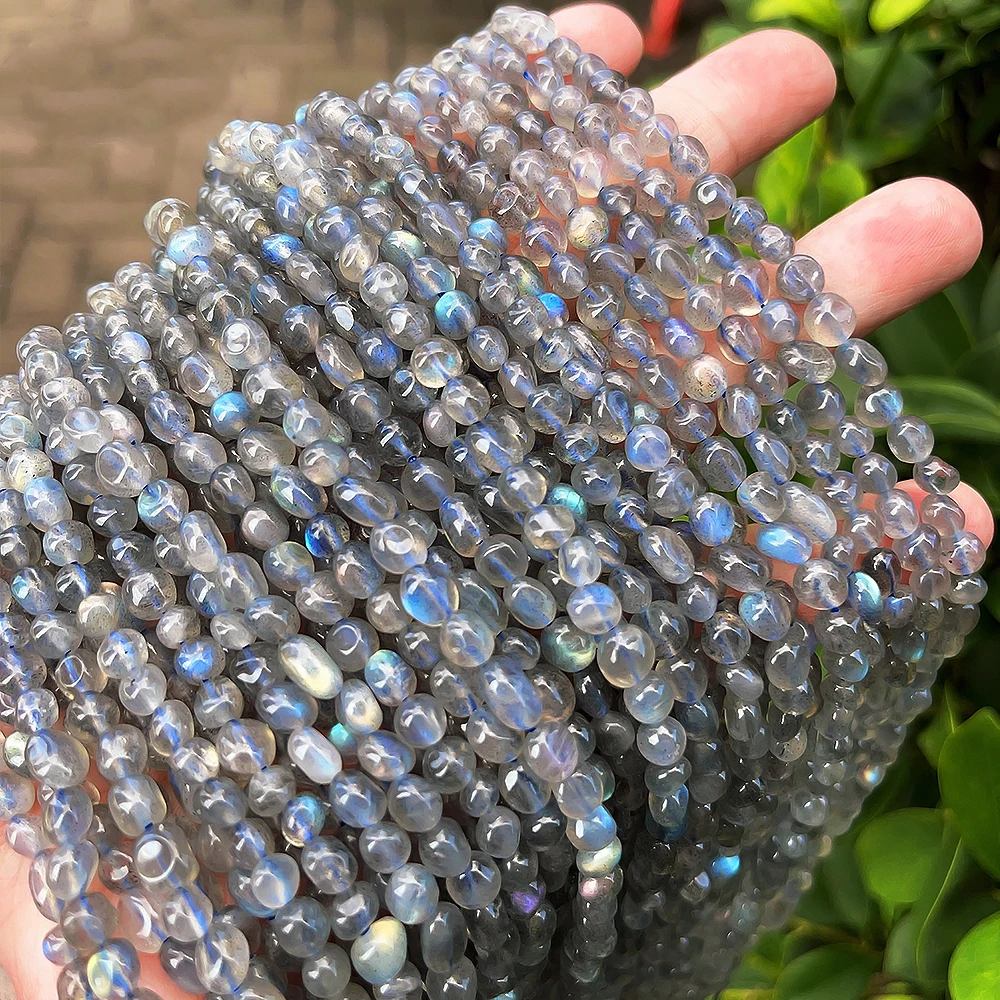 A++ Natural Madagascar Labradorite 5-6mm Irregular Pebble Beads for Jewelry Making Bracelet DIY Stone Beads Accessories