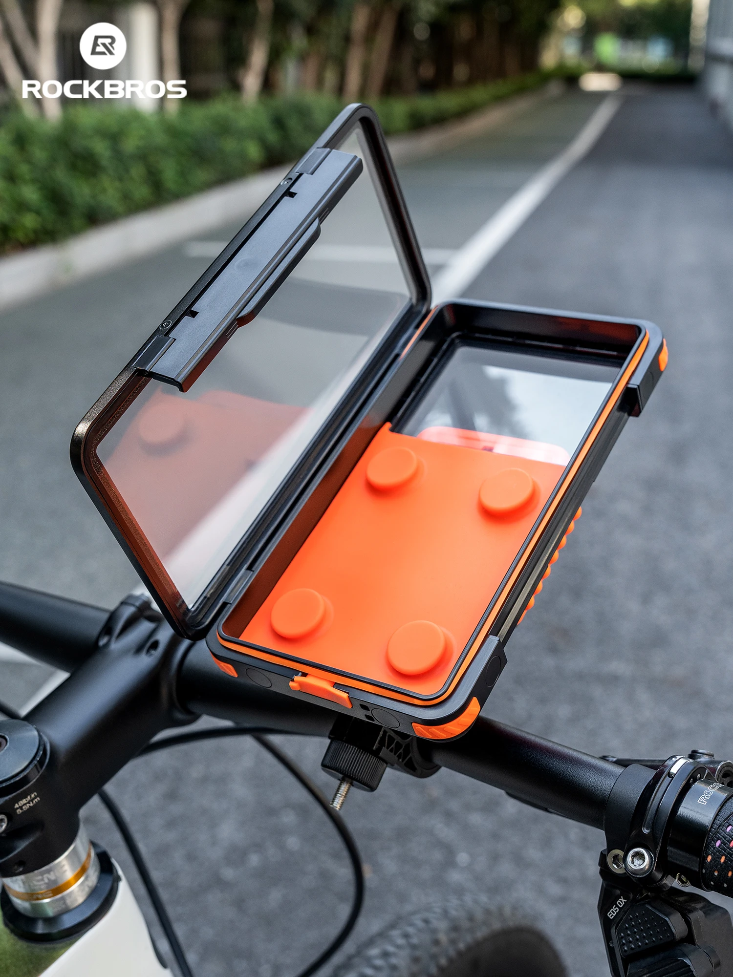 AliExpress ROCKBROS Bike Waterproof Phone Holder TPE Touch Screen Film IPX4 Waterproof Phone Bracket 360° Rotation Phone Stand Shockproof