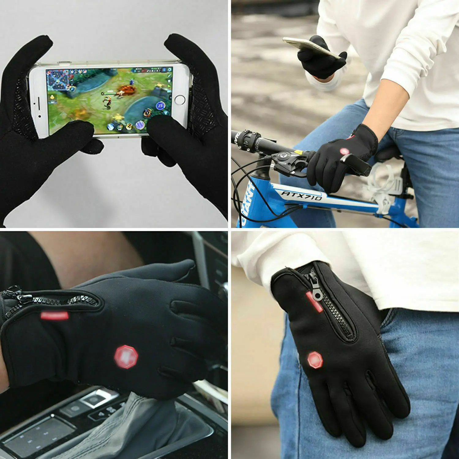 Guantes cálidos de invierno para pantalla táctil, resistentes al agua, a prueba de viento, antideslizantes, para ciclismo, esquí y deportes